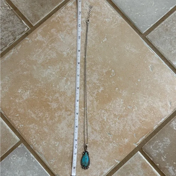 Unique silver necklace with turquoise and copper mosiac stone. NWT - Picture 6 of 6